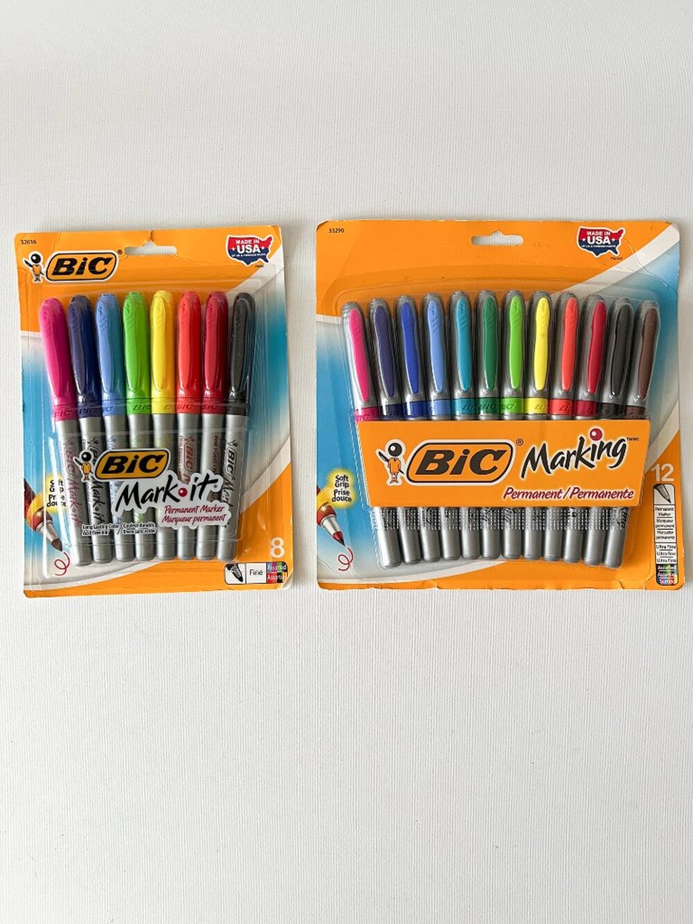 2 Pack Lot BIC Permanent Markers: 8 Fine Point + 12 Ultra Fine Assorted Colors